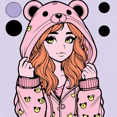 realistic girl in a animal pjs hoodie