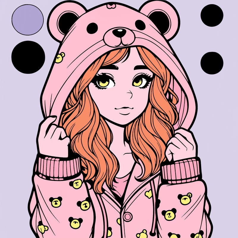 realistic girl in a animal pjs hoodie