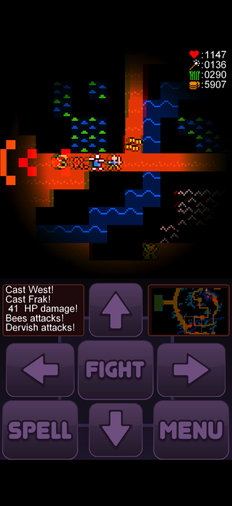 Lowlander II retro RPG gameplay with pixel graphics and portrait controls