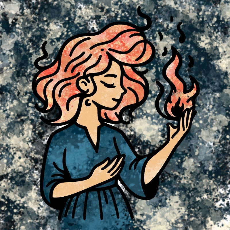 woman with fire