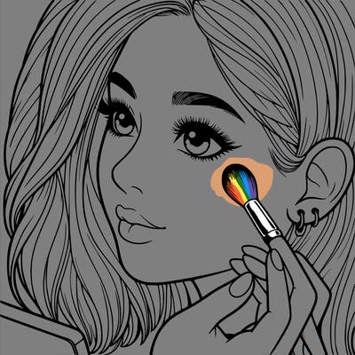 a realistic girl doing her makeup