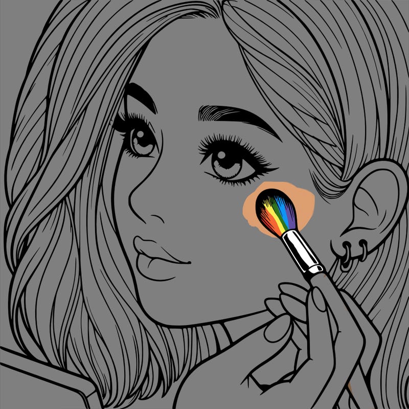 a realistic girl doing her makeup