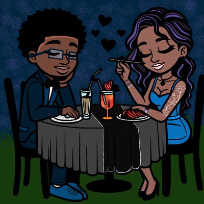 black couple  on a date