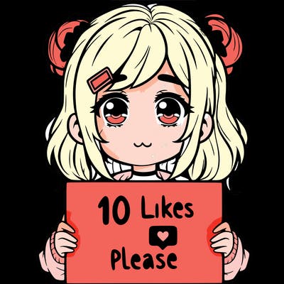 a girl with a sign saying 10 likes please