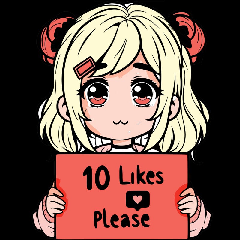 a girl with a sign saying 10 likes please