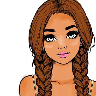 realistic girl with braids