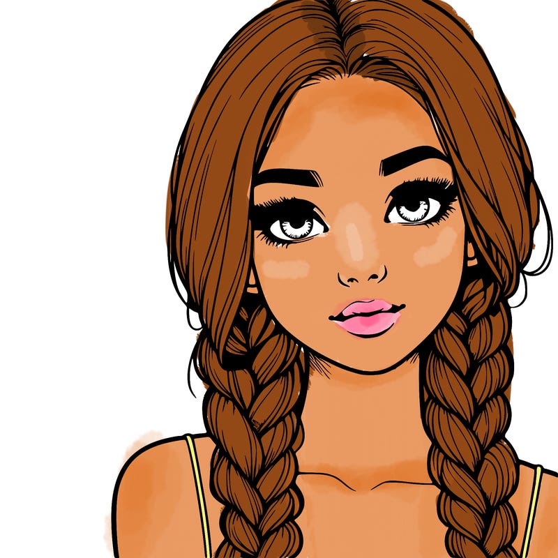 realistic girl with braids