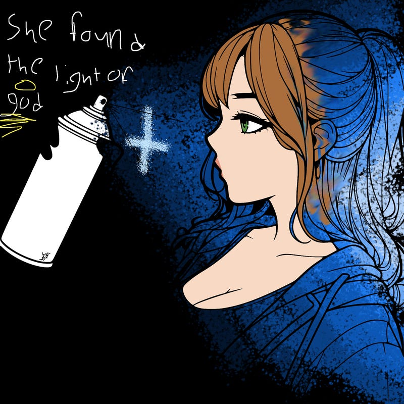 a realistic girl spray, painting