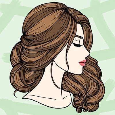 realistic woman's head & hair