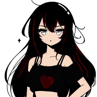 a cool anime girl with a crop top with long hair