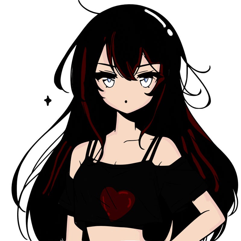 a cool anime girl with a crop top with long hair