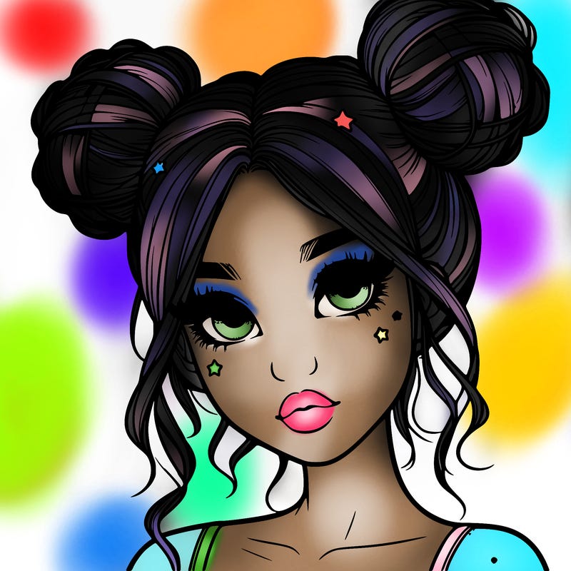 realistic girl with space buns