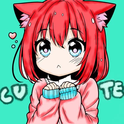 shy anime catgirl