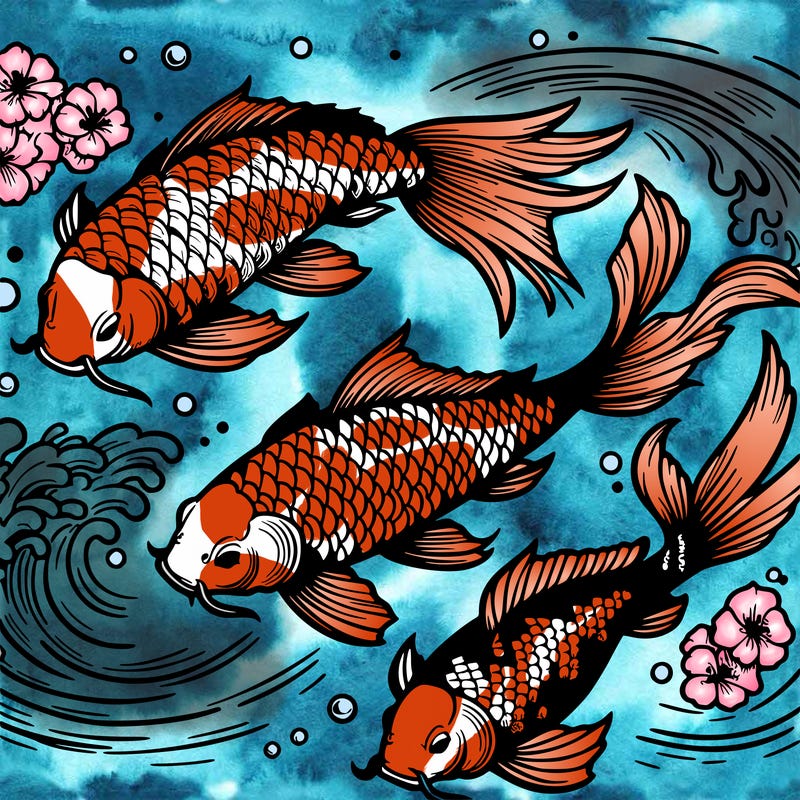 koi japanese carps, water