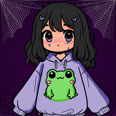 girl wearing frogging sweatshirt