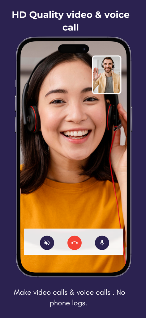 Appel vidéo privé haute définition sur un smartphone sans journaux d'appels
