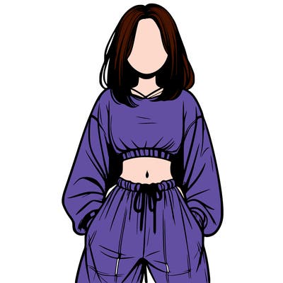 realistic girl faceless with baggy pants and a crop top
