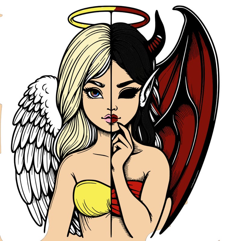 realistic angel half demon