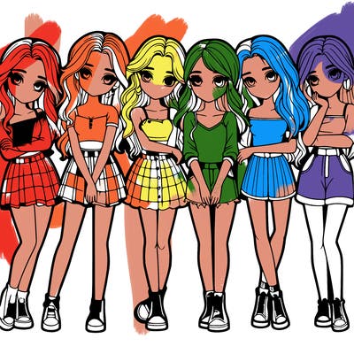 a group of girls realistic