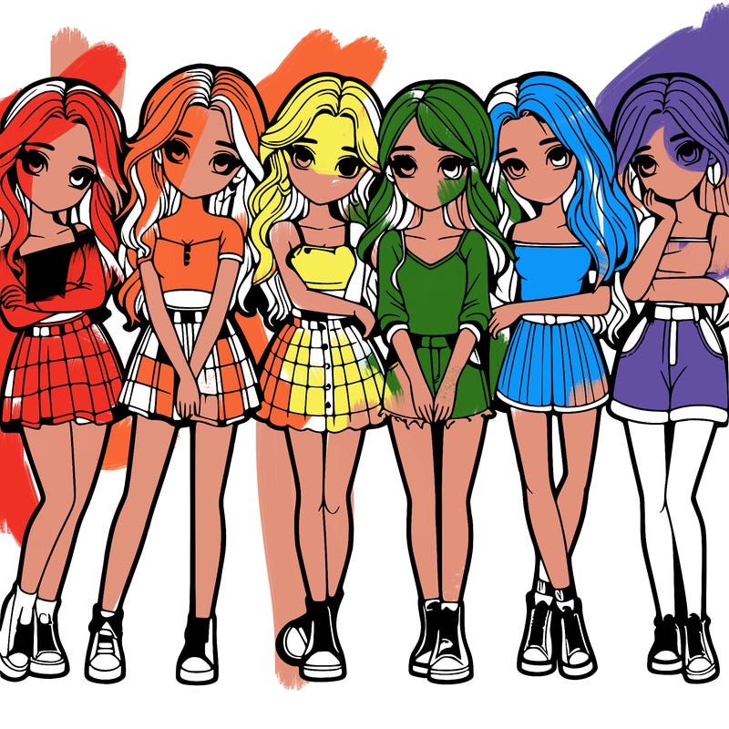 a group of girls realistic