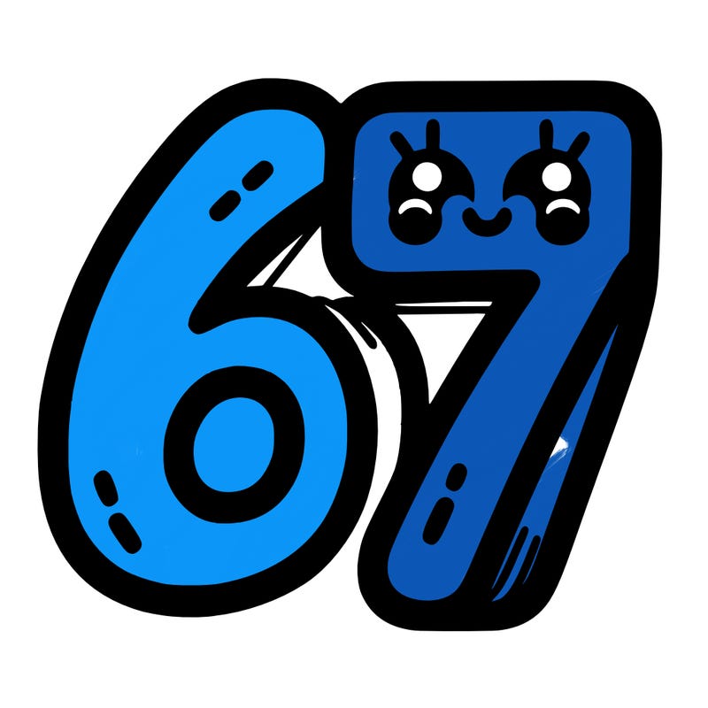 the numbers 67