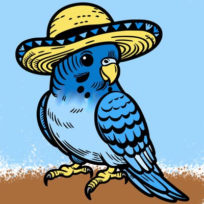 parakeet bird with hat