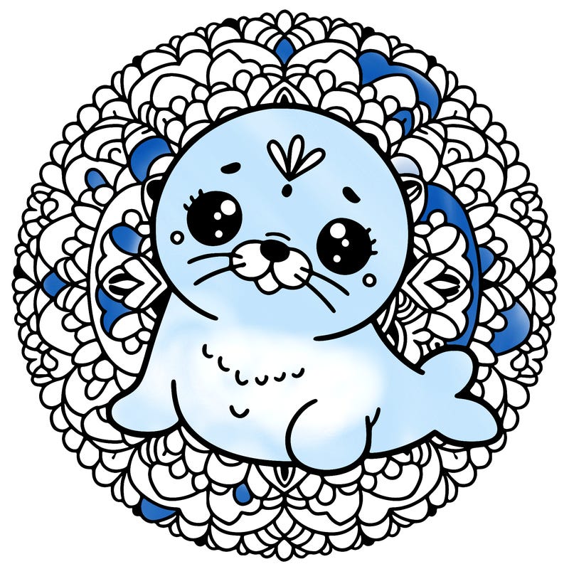 a cute baby seal mandala