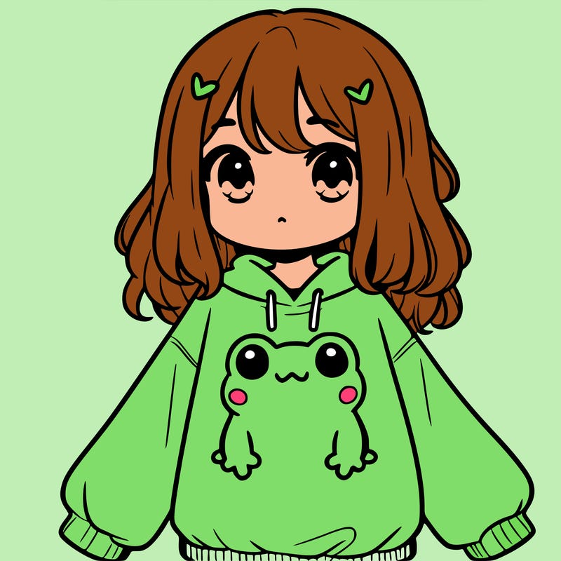 girl wearing frogging sweatshirt