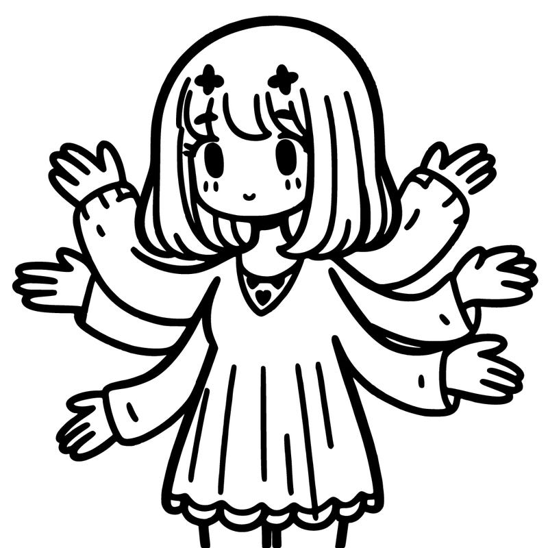 a girl with 3 arms