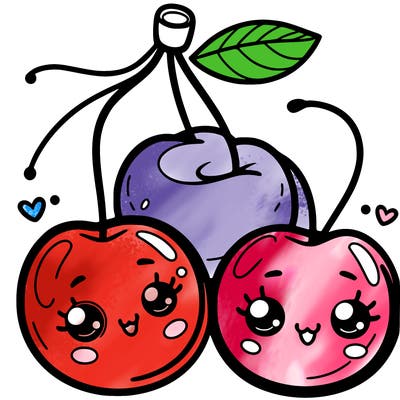 cherrys with cute faces