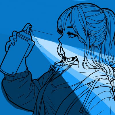 a realistic girl spray, painting