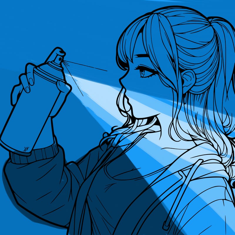 a realistic girl spray, painting