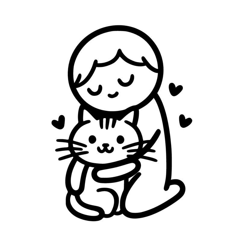 human hugging cat