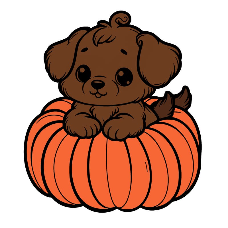 cute little puppy in a pumpkin