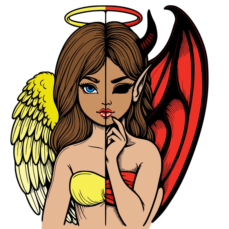 realistic angel half demon