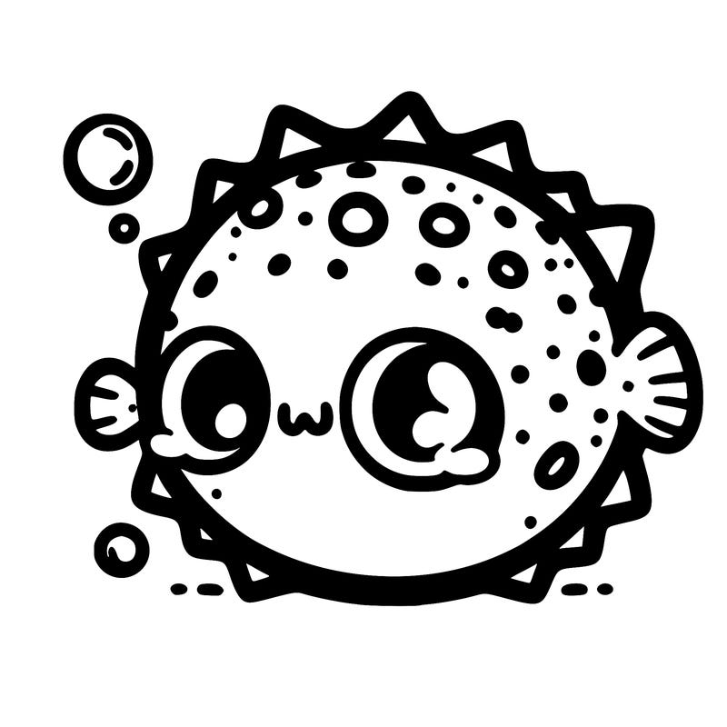 kawaii pufferfish: all puffed up and looking adorable