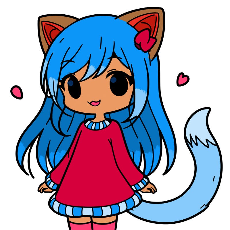 girl with cat ears and tail