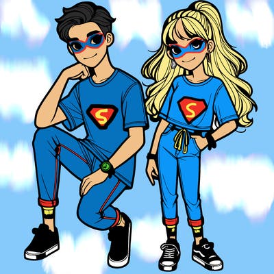 teen boy and teen girl matching outfits