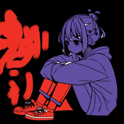 sad anime girl sitting alone