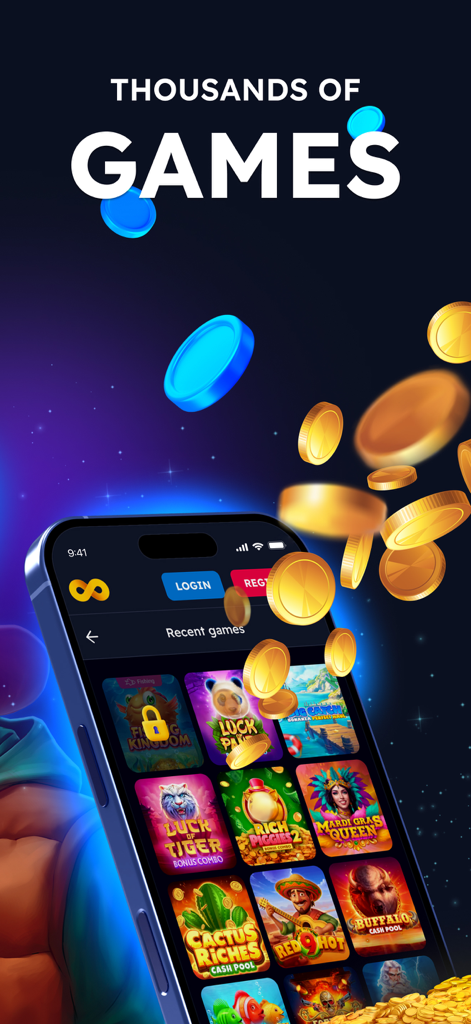 NoLimitCoins mobile app displaying a variety of social casino slot games on a smartphone screen.