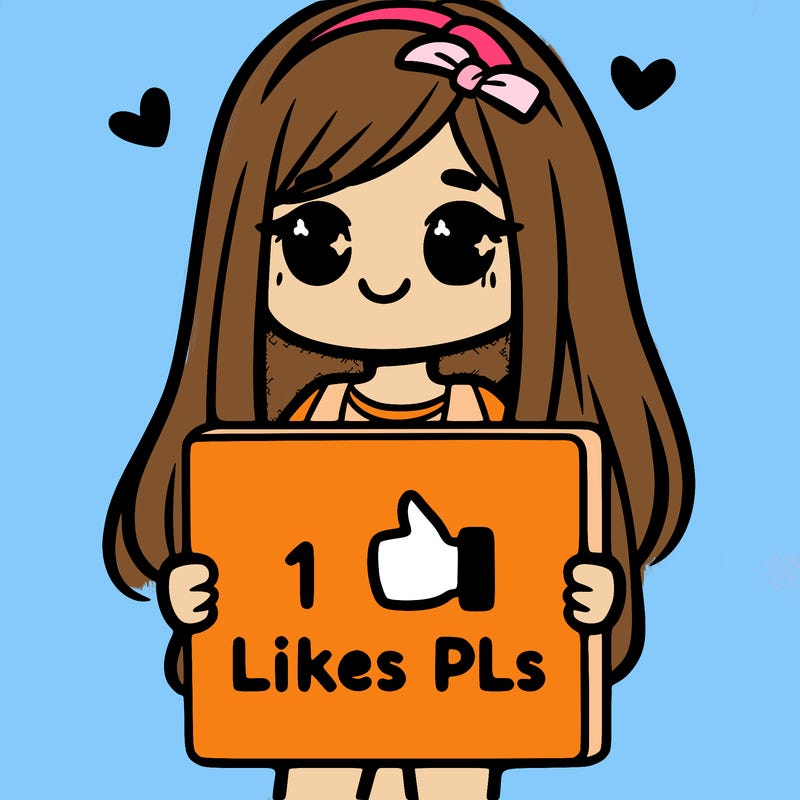 girl holding a sign saying 10 likes pls