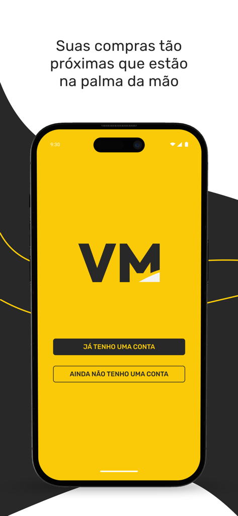 VMmarket - VMmarket app login screen with VM logo and welcome message for micromarket shopping