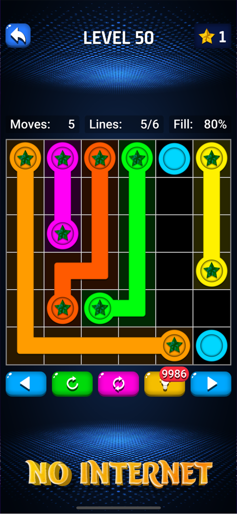 Connect Dots logic puzzle game showing colorful lines connecting matching dots on a grid.