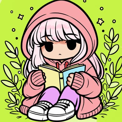 girl in oversized hoodie reading a book