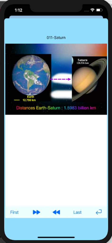 Comparison of the size and distance between Earth and Saturn