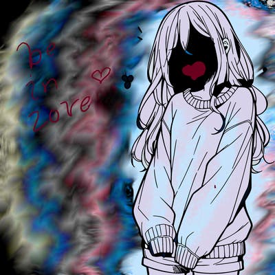 manga teen girl  in a sweater and baggy pants