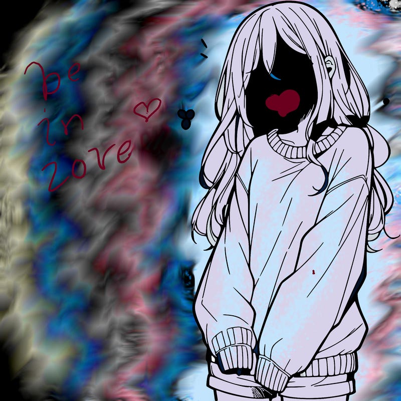 manga teen girl  in a sweater and baggy pants