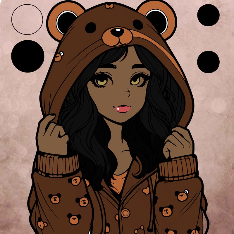 realistic girl in a animal pjs hoodie