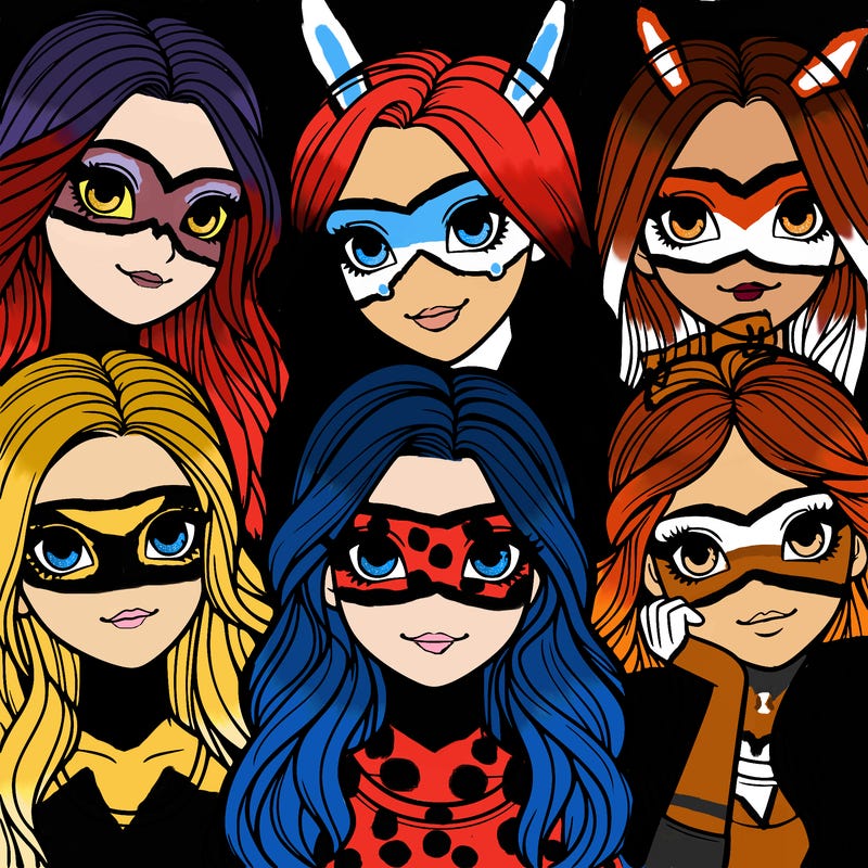 group of girls with realistic hair and eyes