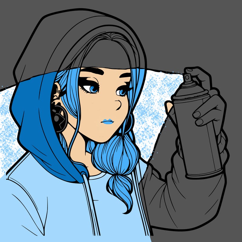 a realistic girl, spray painting